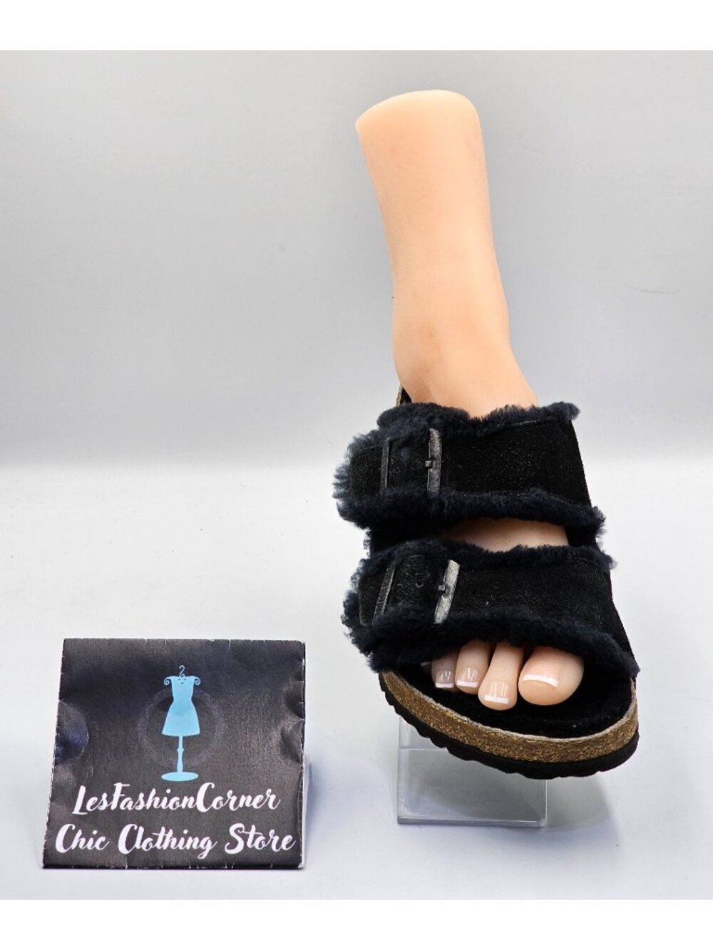Birkenstock Women's Black Suede Leather Shearling Arizona Sandals Size 8 2706 - Picture 13 of 16